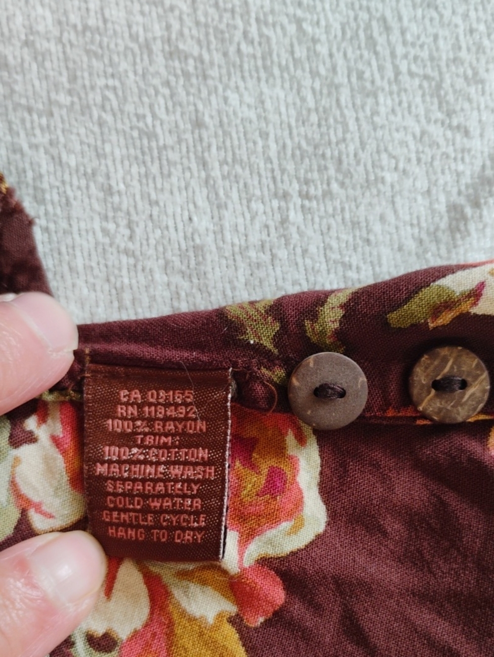 April Cornell Brown Floral Tie-Front Tunic Dress Sz Medium Rayon Made In India - Picture 4 of 5